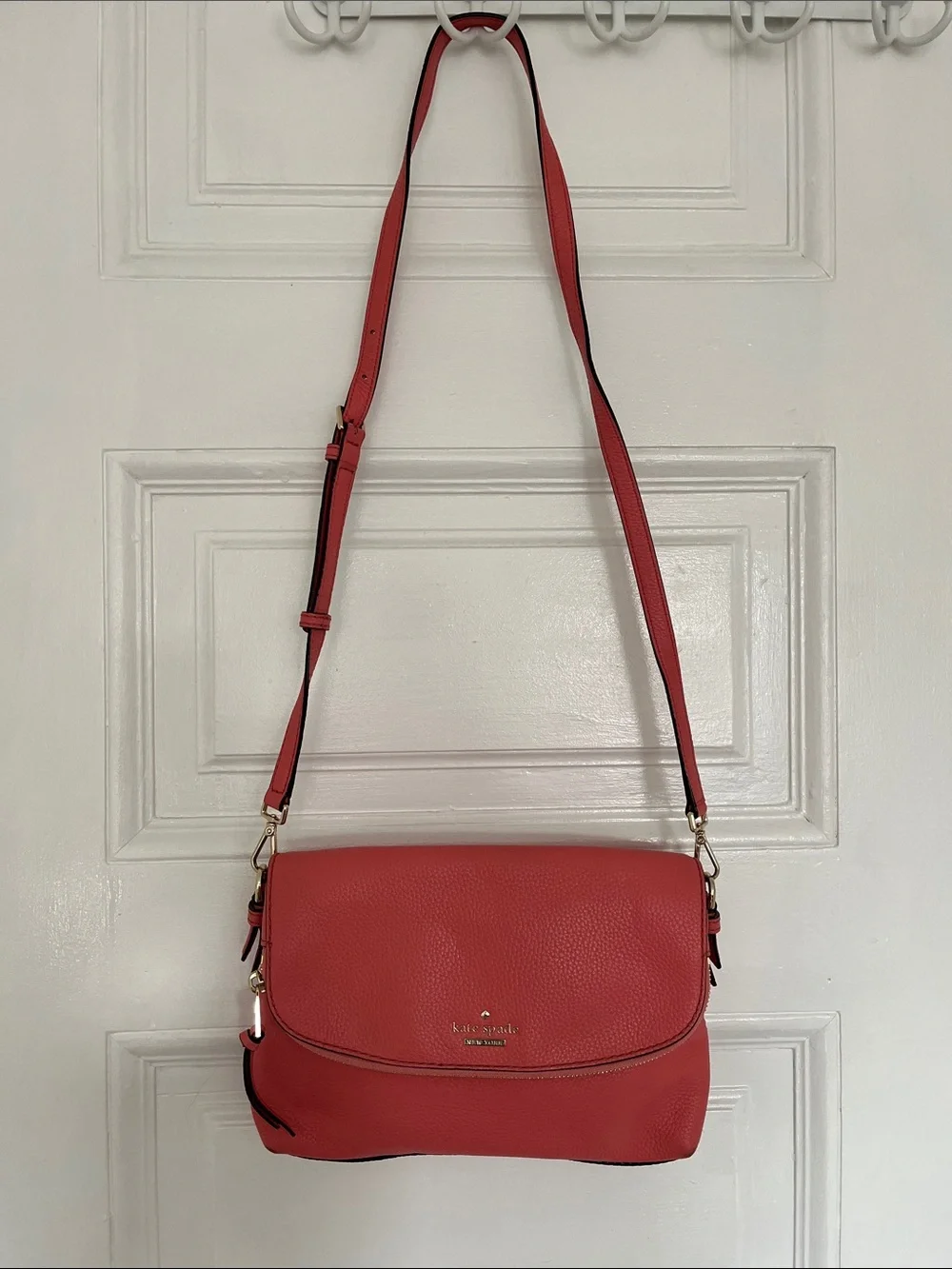 Kate Spade Coral PInk Pebbled Leather Crossbody Bag